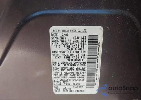 2009 Nissan Rogue Sl from USA, damaged, VIN JN8AS58T19W053539